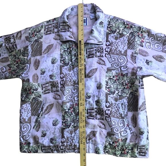 EVR Rousso Silk Bomber Jacket Womens Size XL VTG 90s Patchwork Windbreaker - Picture 14 of 15